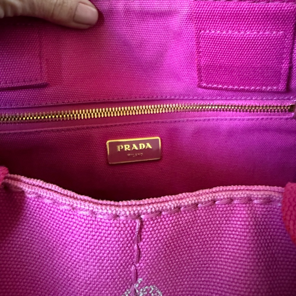 💯 AUTHENTIC PRADA CANAPA Fuchsia Hot Pink Tote Bag. Extra Large - Picture 9 of 16